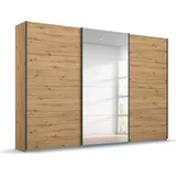 RAUCH "Kleiderschrank Schrank Garderobe Wäscheschrank Ankleide OTELI", braun (eiche artisan), B:271cm H:210cm T:68cm, Holzwerkstoff, Schränke, Schwebetürenschrank, mit Mittelspiegel, in verschiedenen Dekor- und Hochglanzfarben