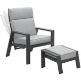 Garden Impressions MAX Relax Sessel Diningsessel Liege mit Hocker- anthrazit