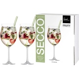 Eisch Secco Flavoured Fruity 551/951 + Glashalm grün - je 2 Stück im Geschenkkarton