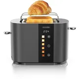 Arendo Toaster Edelstahl, 800W, Display mit Restzeitanzeige, Brötchenaufsatz, Defrost Funktion, Wärmeisolierendes Gehäuse, Touch Dis... - Grau