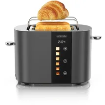 Arendo Toaster Edelstahl, 800W, Display mit Restzeitanzeige, Brötchenaufsatz, Defrost Funktion, Wärmeisolierendes Gehäuse, Touch Dis... - Grau