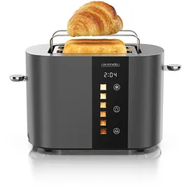Arendo Toaster Edelstahl, 800W, Display mit Restzeitanzeige, Brötchenaufsatz, Defrost Funktion, Wärmeisolierendes Gehäuse, Touch Dis... - Grau