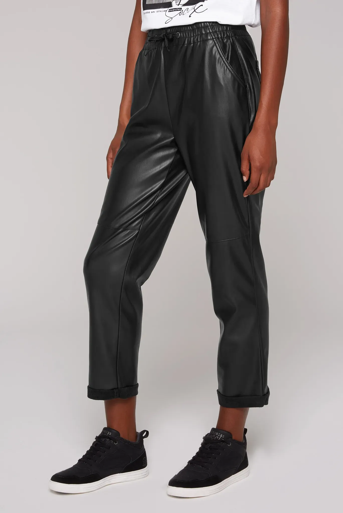 Lederimitathose SOCCX Gr. S, Normalgrößen, schwarz Damen Hosen Kunstlederhosen
