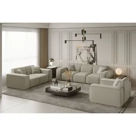 Fun Möbel Ecksofa Designersofa CELES in Stoff Opera Velvet Creme Ottomane Links - Beige