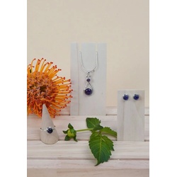 mantraroma Schmuckset 925er Silber mit Amethyst (Schmuckset aus 925 Silber) 50