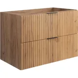 Rodan | Waschbeckunterschrank - | Braun matt - Eiche | B/H/T 80/57/46cm | 2 Softclose-Schubladen | Badezimmerschränke, Badmöbel, Unterschränke - Braun