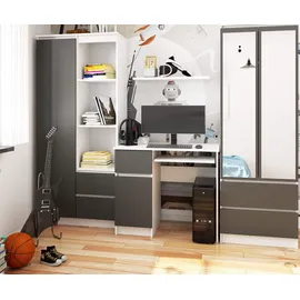 akord furniture factory AKORD PIKSEL links Weiß Front Graphitgrau B90 x H77 x T50 cm - Weiß/Dunkelgrau