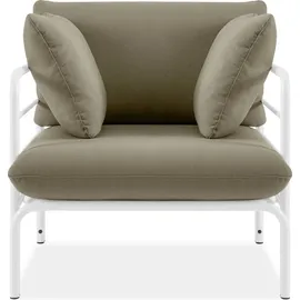 Konsimo Gartenmöbelset RAMBE 4-tlg. 1x Tisch 2x Sessel 1x Sofa 2-Sitzer, mit Kissen, LOFT-STIL, Weiß/Cremeweiß - Creme