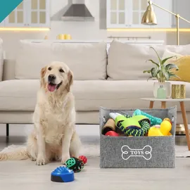 Belle Vous Aufbewahrungskorb faltbar für Hundespielzeug und Hundekleidung  grau