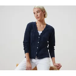Strickjacke mit Ajour-Muster - Damen - Gr. L - dunkelblau