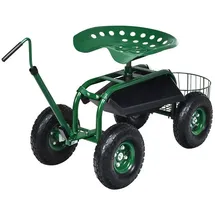 Costway Rollsitz, mit Rollen & ausziehbarem Griff & Korb, 360° drehbar 96.5 cm x 55 cm x 47.5 cm