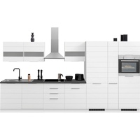 Kochstation Küche »KS-Luhe«, 390 cm breit, wahlweise mit oder ohne E-Geräten, gefräste MDF-Fronten, weiß