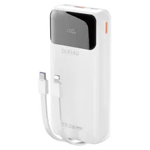 DUDAO K15Pro Powerbank 20000 mAh 22,5 W PD USB-C / USB-A integrierte Lightning USB-C-Kabel – Weiß