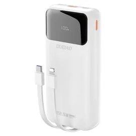 DUDAO K15Pro Powerbank 20000 mAh 22,5 W PD USB-C / USB-A integrierte Lightning USB-C-Kabel – Weiß