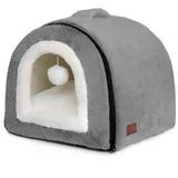 OMIVIER Katzenbett für Hauskatzen, faltbare Katzenhöhle, rutschfeste und wasserabweisende Unterseite, Katzenhäuser für Indoor-Katzen oder kleine Hunde, Kätzchen-Zelt, Kaninchenbett (Dunkelgrau, Größe