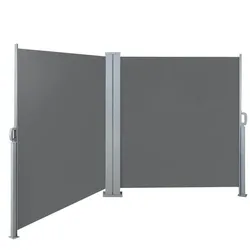 SVITA Doppelseitenmarkise ausziehbar freistehend Sichtschutz 600x180 cm Hellgrau