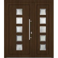 Kunststoff Haustür zweiflügelig "FLORA" 71 mm Sherwood holzähnlich innen öffnend DIN rechts