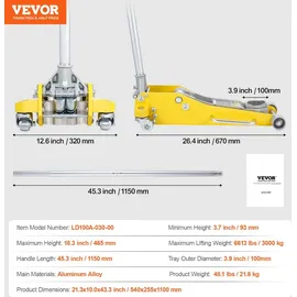 Vevor Rangierwagenheber Aluminium 3 t gelb 93-465 mm