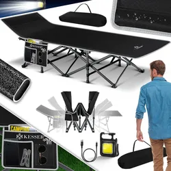 KESSER® Campingbett Feldbett Klappbar Klappbett Campingliege inkl. Tragetasche + Seitentasche Stabiles Feldbett 250kg Belastbar Metallrohr 600D Oxfordgewebe Tragbar Liege Reise Bequem