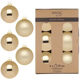 INGE-GLAS Christbaumkugeln Weihnachtskugeln Glas Ø 10 cm 6 Stück brokatgold