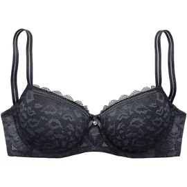 VIVANCE Schalen-BH VIVANCE, Damen, Gr. 95, Cup E, schwarz, Microtouch, Obermaterial: 63% Polyamid, 27% Polyester, 10% Elasthan, BHs Schalen-BH, aus Spitze in Leo-Optik im modischen Balconnet-Schnitt, Dessous