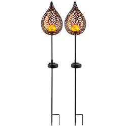2er Set LED Solar-Steckleuchten im Flammen Design