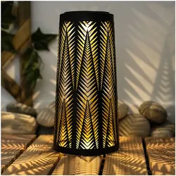 LED Solarleuchte, schwarz-gold, Lichteffekt, H 24,5 cm