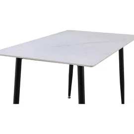 sam möbel gmbh Esstisch Keramik weiß 140 x 80 Vierfuß-Gestell schwarz MILANO - Weiß