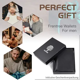 Frentree Frentree® Herren Geldbörse aus Nappa Leder mit RFID Schutz, 15 Kartenfächer, Hochformat Portemonnaie, Schwarz