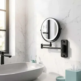 Relaxdays Kosmetikspiegel mit Beleuchtung Wand, Schwarz