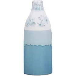 Blumenvase Rund CALLIPOLIS handgefertigt Steinzeug 30 cm Blau