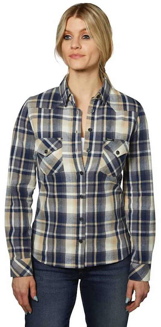 Rokker Ventura Dames Flanel Shirt, blauw, XL Voorvrouw