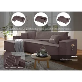 OTTO home Ecksofa OTTO HOME "CASSI L-Form, 241cm - OTTO. Verlässliche Qualität.", taupe, B:241cm H:80cm T:48cm, Sofas, Ecksofa, Schlaffunktion (133/200), Bettkasten, Tonnentaschen-Federkern, Cord