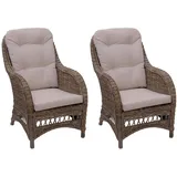 Krines Home Sessel 2er Set Rattansessel Skandinavischer Stil breiter Rattan Armlehnsessel, Natur Sessel Grau Wohnzimmer grau