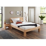 Natur24 Einzelbett Einzelbett Elisabeth 140x200 Buche Bett mit gradlinigem Kopfteil braun