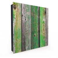 Primedeco Schlüsselkasten Magnetpinnwand und Memoboard mit Glasfront Motiv Holz in Farbe (1 St) grün