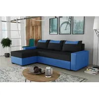 Fun Möbel Ecksofa Schlafsofa Sofa HEDVIG LUX Manila Blau- Schwarz Ottomane Links