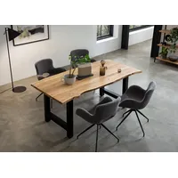 SalesFever Essgruppe, 160cm, 5-tlg., 35mm Platte Akazie natur, Metallgestell