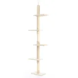 Wiltec Fudajo Kratzbaum deckenhoch 230–276 cm in Beige, Katzenkratzbaum mit 4 Ebenen, Katzenbaum Deckenspanner höhenverstellbar, Katzenmöbel mit Sisal