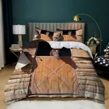 Pechiwuo Bettwäsche 135x200 cm Pferd Bettwäsche-Set Winter Bettbezug Weiche Mikrofaser Bettzeug Set 3D Nutztiere Kinderbettbezug 135x200 cm + 2 Kissenbezug 80x80 cm H577