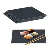 Relaxdays Schieferplatte 6er Set, 40 x 30 cm, Servieren von Käse & Desserts, Servierplatte zum Beschriften, anthrazit