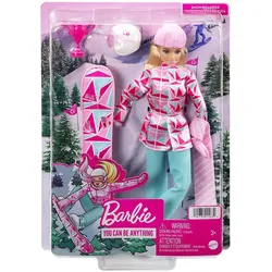 Mattel HCN32 - Barbie - You can be anything - Wintersport Puppe inkl. Zubehör, 30 cm, Spielset