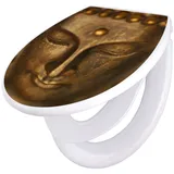 Banjado Familien WC Sitz Mit Absenkautomatik Universeller Klodeckel Mit Kindersitz Hochwertiges Polypropylen Mit Motiv Buddha Gold