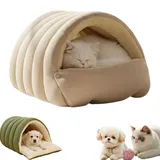 Gemütliches Monster Katzenbett Haustierhöhle - Weiches, warmes Katzenhaus-Zelt mit abnehmbarem waschbarem Kissen - Kuscheliges Winterbett für Katzen und kleine Hunde (Beige, L)