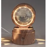 Formano LED Deko Licht Kristallkugel Globus 12cm mit Holzsockel formano