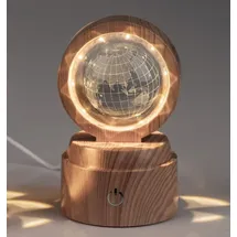 Formano LED Deko Licht Kristallkugel Globus 12cm mit Holzsockel formano
