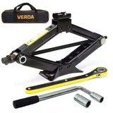VERDA Scherenwagenheber 2000kg, Wagenheber 98-440 mm + Radmutternschlüssel + Ratschenschlüssel + Tasche, vergrößerte Stahlplatte, PKW SUV MPV Car Jack (SN4550 98-440mm)