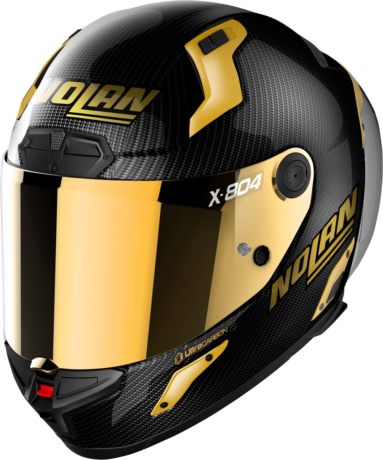 Nolan X-804 RS Ultra Carbon Golden Edition, casque intégral - Noir/Gris Foncé Or Réfléchissant - L