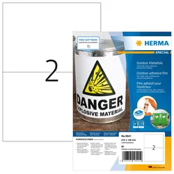HERMA 9541, Weiß, Rechteck, A4, Universal, Polyethylen, Matte