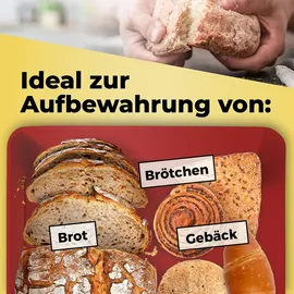 Lumaland Cuisine Brotkasten aus Metall mit Bambus Deckel | Brotbox rechteckig 30,5 x 23,5 x 14 cm | 2in1 Brotbehälter & Schneidebrett [Rot]